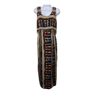 Vintage Just Choon Womens Sleeveless Maxi Dress Size 11 90s Boho Beaded‎ Fringe